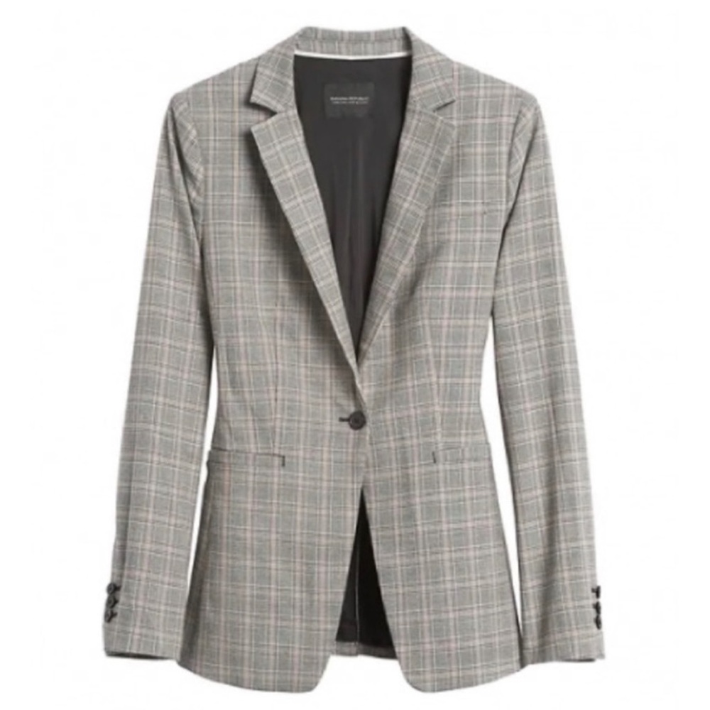 Banana Republic Long and Lean Plaid Blazer